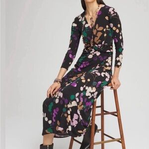 Chico's Maxi Dress with Purple and Tan Floral
